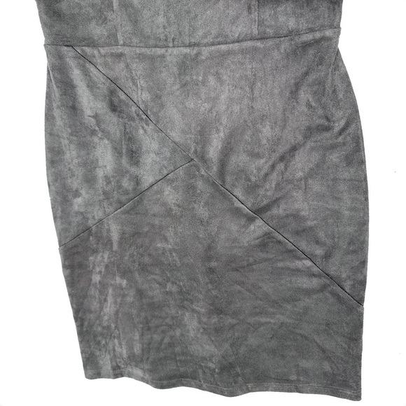 NWT 41 Hawthorn Faux Suede Gray Sheath Paneled Dress Size Medium Office Chic - Picture 9 of 15